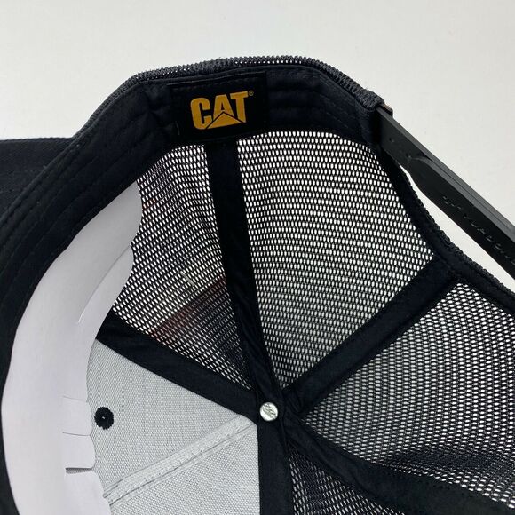 CAT Diesel Black Trucker Mesh Snapback Hat Yellow Vinyl HVY DTY Logo Heavy Duty - Picture 5 of 6